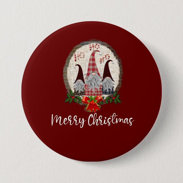 Red Christmas Gnomes Trendy Elves  7.5 Cm Round Badge (Front)