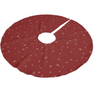 Red Christmas Gold Snowflakes Brushed Polyester Tree Skirt