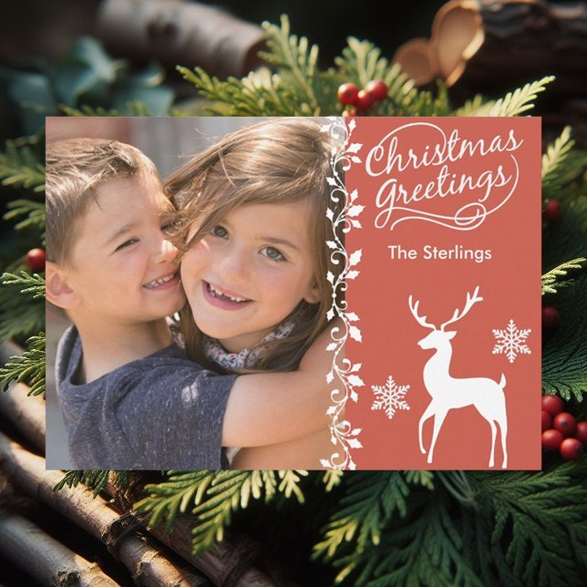 Red Christmas Greetings Holidays Holiday Card (Creator Uploaded)