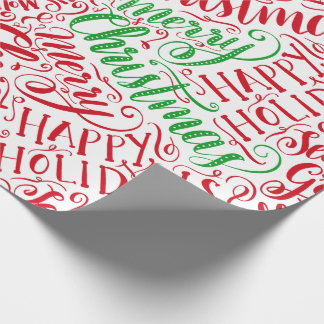 Red Christmas Hand Lettered Calligraphy Mandala Wrapping Paper