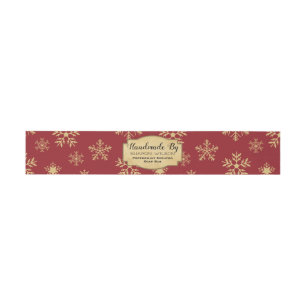 Red Christmas Handmade Soap Bath Bomb Labels Invitation Belly Band