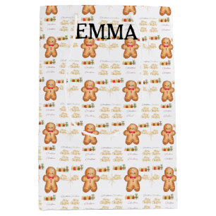 red Christmas  happy day and Christmas stocking Medium Gift Bag