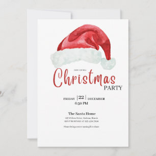 Red Christmas Hat Elegant Christmas Party   Invitation