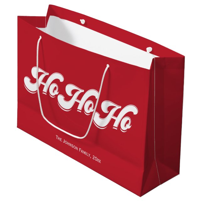 Red Christmas Ho Ho Ho Gift Bags (Front Angled)