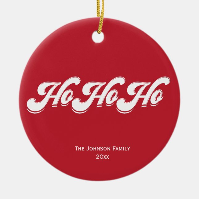 Red Christmas Ho Ho Ho Tree Ornament (Front)