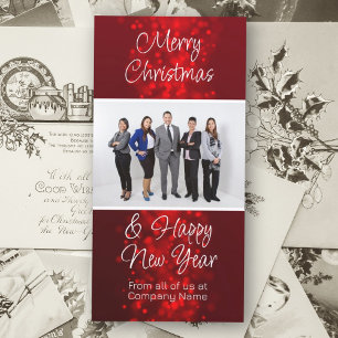 Red Christmas Holiday Business Photo Logo Greeting Card