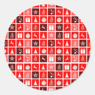 Red Christmas Holiday Cute Tree Reindeer Classic Round Sticker