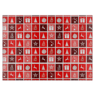 Red Christmas Holiday Cute Tree Reindeer  Cutting Board