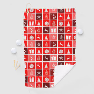 Red Christmas Holiday Cute Tree Reindeer  Golf Towel
