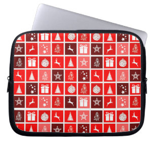 Red Christmas Holiday Cute Tree Reindeer Laptop Sleeve