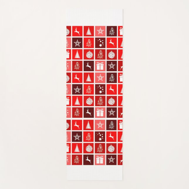 Red Christmas Holiday Cute Tree Reindeer  Yoga Mat (Front)