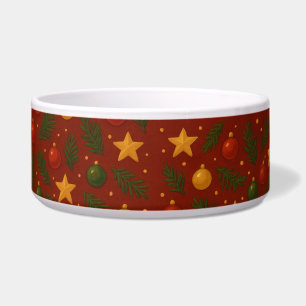 Red Christmas Holiday Large Pet Bowl Festive Dish