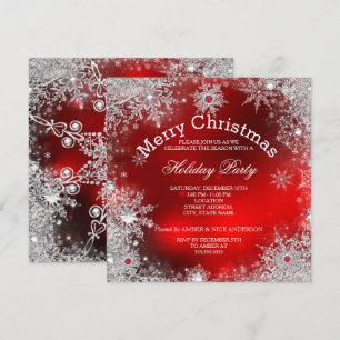 Red Christmas Holiday Party Winter Wonderland Invitation