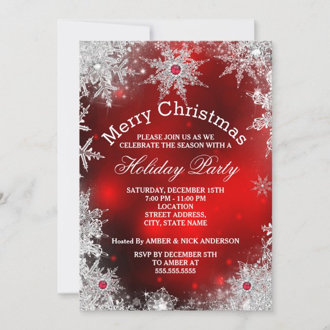 Red Christmas Holiday Party Winter Wonderland Invitation (Front)