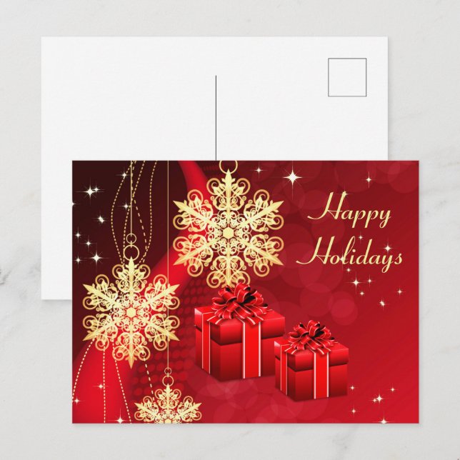Red Christmas Holiday Postcard (Front/Back)