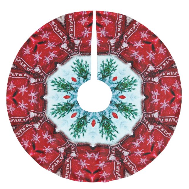 Red Christmas Holiday Tree Skirt (Front)