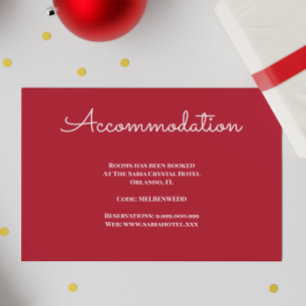 Red Christmas Holiday Wedding Accommodation Enclosure Card