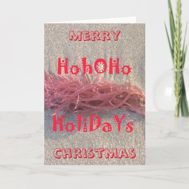Red Christmas Holiday with HoHoHo classic text art (Front)