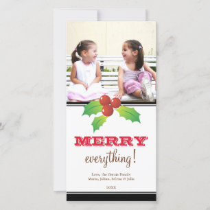 Red christmas holly custom holiday photo greeting card