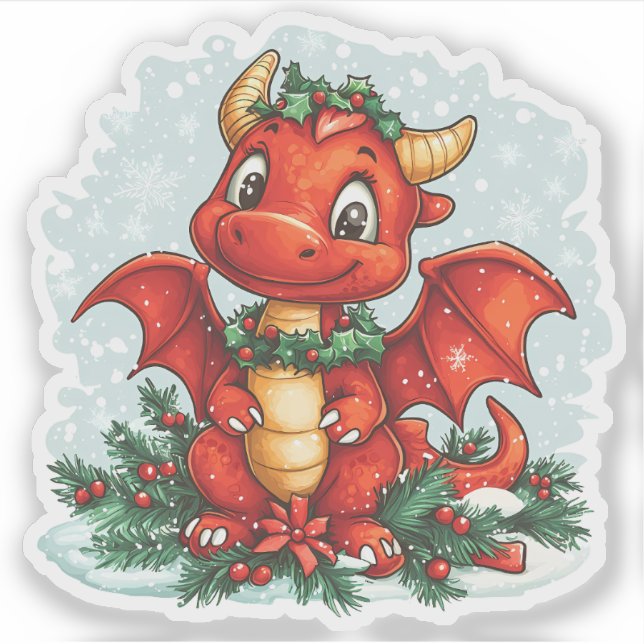 Red Christmas Holly Dragon (Front)