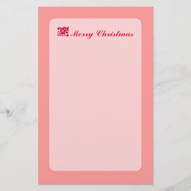 Red Christmas Holly Leaf Stationery (Front)