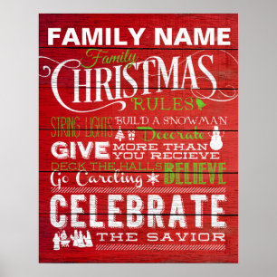 Red Christmas House Rules Poster