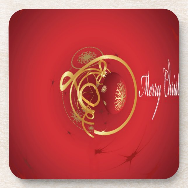 Red Christmas Jingle Bells Have a Blessed Nice Day Coaster (Front)