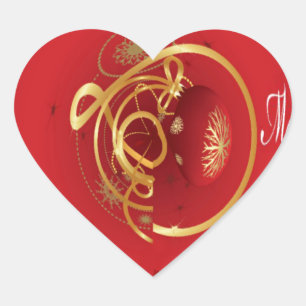 Red Christmas Jingle Bells Have a Blessed Nice Day Heart Sticker