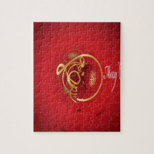 Red Christmas Jingle Bells Have a Blessed Nice Day Jigsaw Puzzle