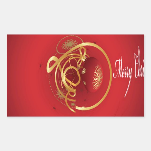 Red Christmas Jingle Bells Have a Blessed Nice Day Rectangular Sticker (Front)