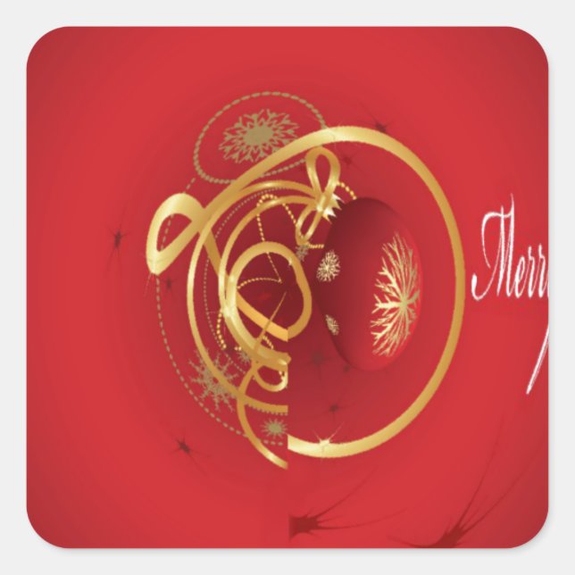 Red Christmas Jingle Bells Have a Blessed Nice Day Square Sticker (Front)