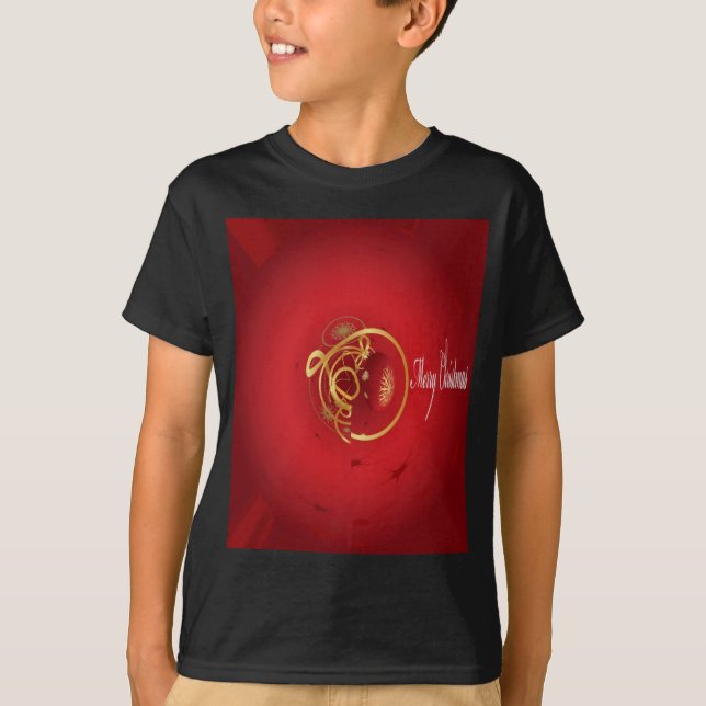 Red Christmas Jingle Bells Have a Blessed Nice Day T-Shirt (Front)