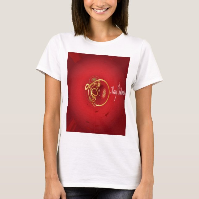 Red Christmas Jingle Bells Have a Blessed Nice Day T-Shirt (Front)