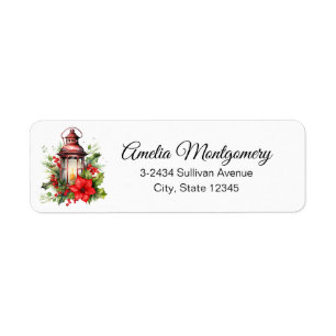 Red Christmas Lantern Poinsettia - Address