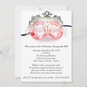 Red Christmas Masquerade Ball Party Invitation