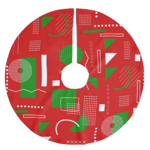 red christmas memphis vintage geometric 1990s  brushed polyester tree skirt