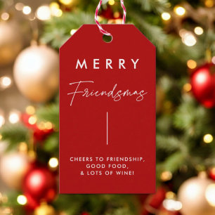 Red Christmas Merry Friendsmas Party Favours Gift Tags