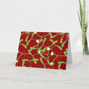 red christmas mistletoe holiday card
