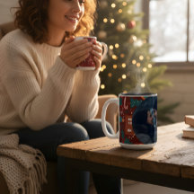 Red Christmas Mug with Custom Photo Festive 