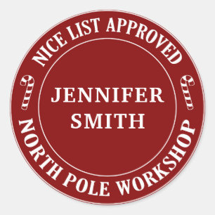Red Christmas Nice list gift sticker