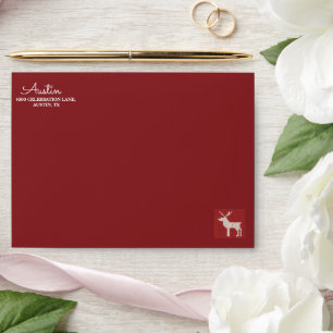 Red Christmas Nordic Reindeer Envelope