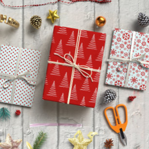Red Christmas Nordic set of 3  Wrapping Paper Sheet