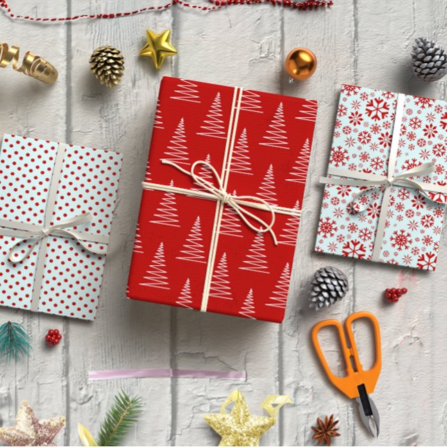 Red Christmas Nordic set of 3  Wrapping Paper Sheet (Red Christmas Nordic set of 3 Wrapping Paper Sheet)