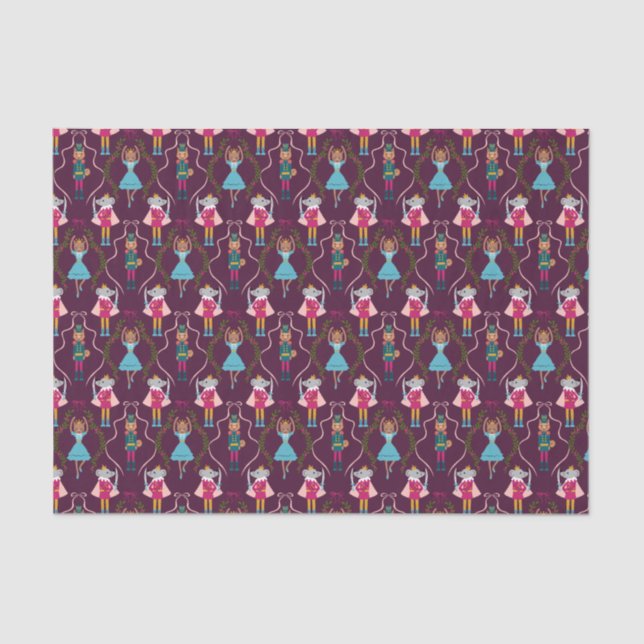 Red Christmas Nutcracker Pattern Tissue Paper (Front)