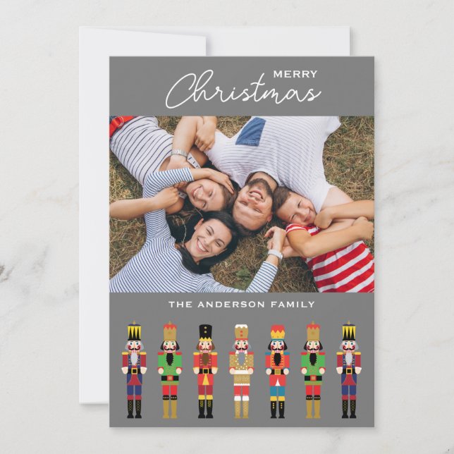 RED CHRISTMAS NUTCRACKER PHOTO GREETING CARD (Front)