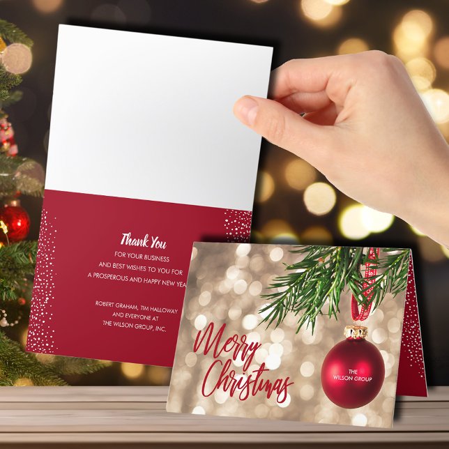 Red Christmas Ornament Business Holiday Card (Creator Uploaded)