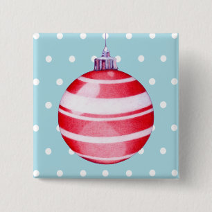 Red Christmas Ornament Button