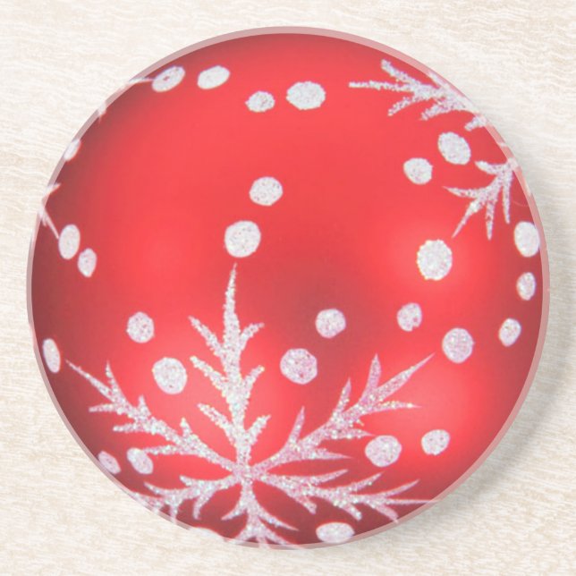 Red Christmas Ornament Coaster (Front)
