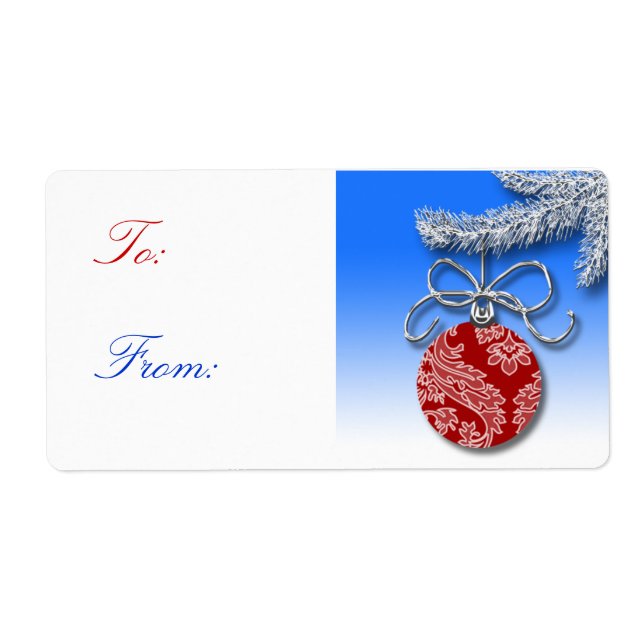 Red Christmas Ornament Gift Tags (Front)