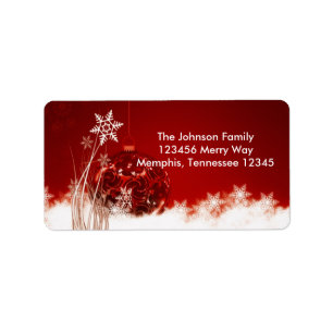 Red Christmas Ornament Holiday Address Labels